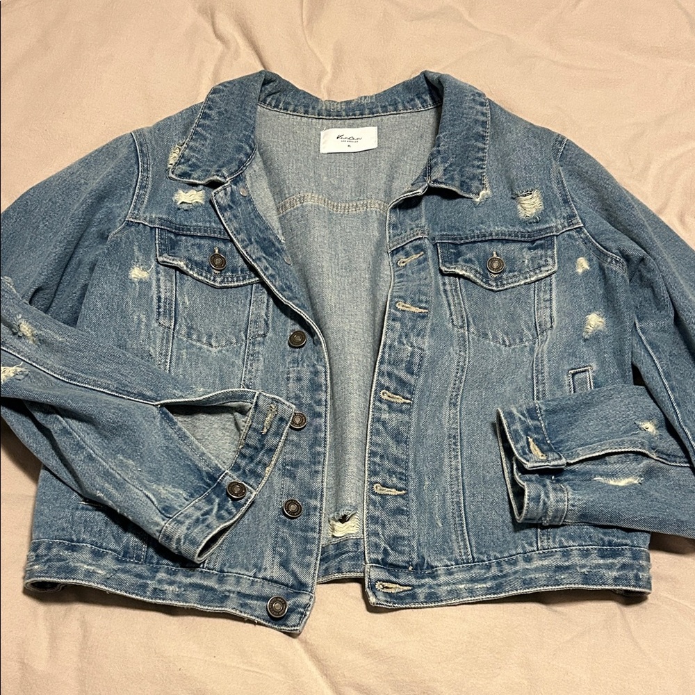 KanCan Los Angeles Light Blue Distressed Jean Jacket